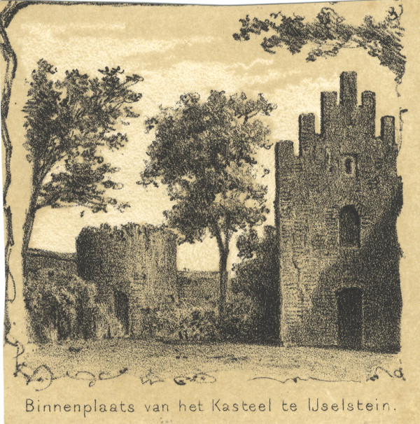 afbeelding van prent Binnenplaats van het Kasteel te IJselstein van P.A. Schipperus (IJsselstein)