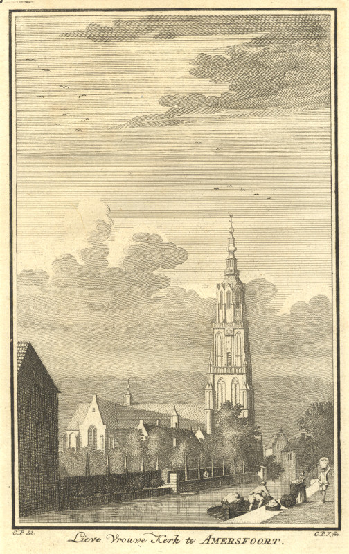 afbeelding van prent Lieve Vrouwe Kerk te Amersfoort van C. Pronk (Amersfoort)