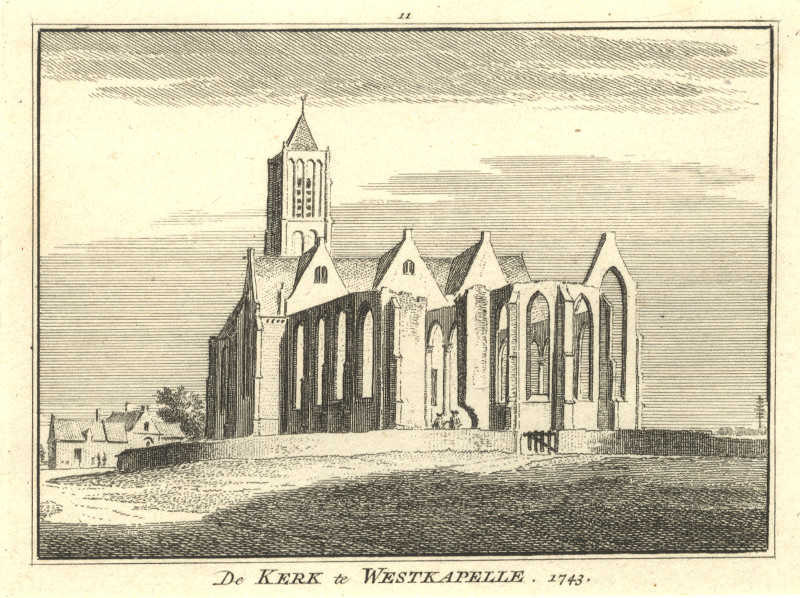 afbeelding van prent De kerk te Westkapelle 1743 van H. Spilman, C. Pronk (Westkapelle)