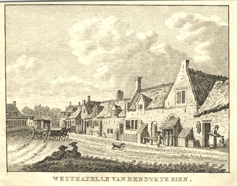 afbeelding van prent Westkapelle van den dyk te zien van C.F. Bendorp (Westkapelle)