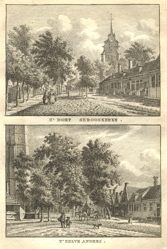 afbeelding van prent T´Dorp Serooskerke; T´Zelve anders. van C.F. Bendorp, J. Bulthuis (Serooskerke (Walcheren))