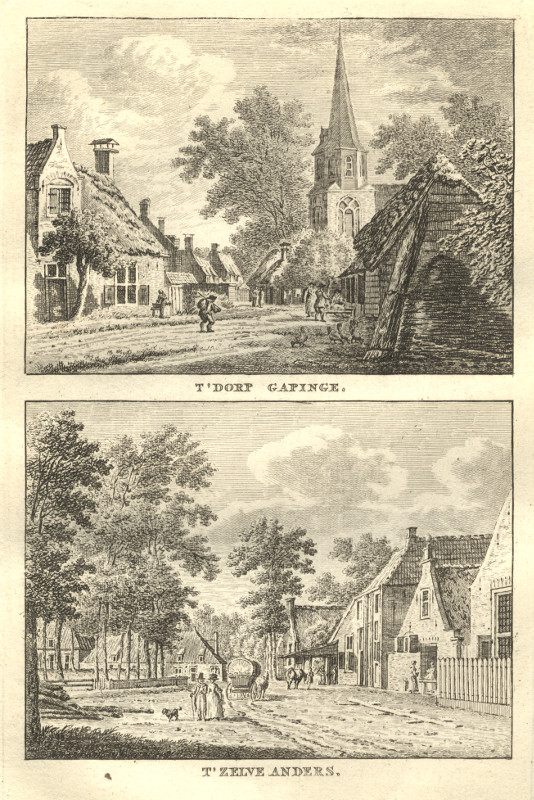 afbeelding van prent T´Dorp Gapinge; T´Zelve anders van C.F. Bendorp, J. Bulthuis (Gapinge)