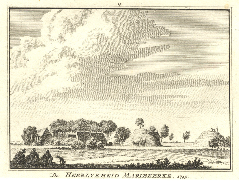 afbeelding van prent De Heerlykheid Mariekerke 1745 van H. Spilman, C. Pronk (Veere)