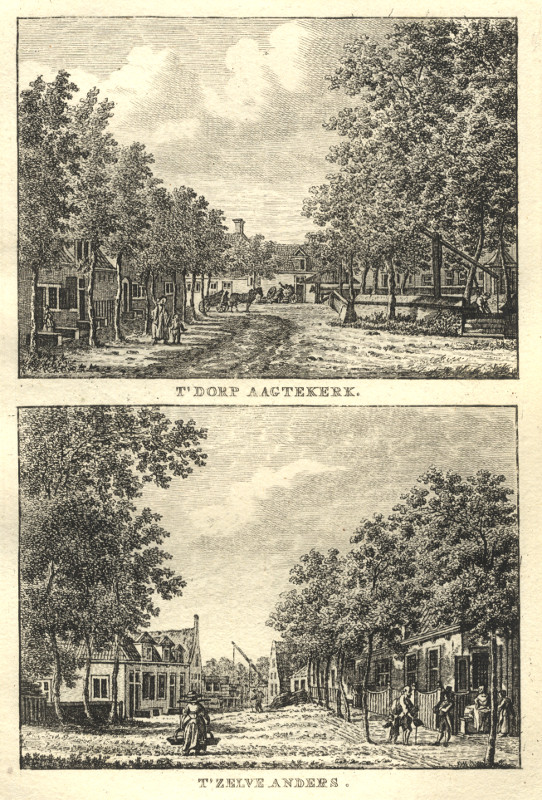 afbeelding van prent T´Dorp Aagtekerk; T´Zelve Anders van C.F. Bendorp, J. Bulthuis (Aagtekerke)