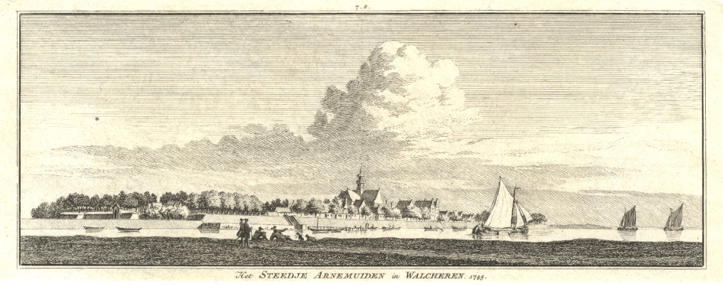 afbeelding van prent Het steedje Arnemuiden in Walcheren. 1745 van H. Spilman, C. Pronk (Arnemuiden)