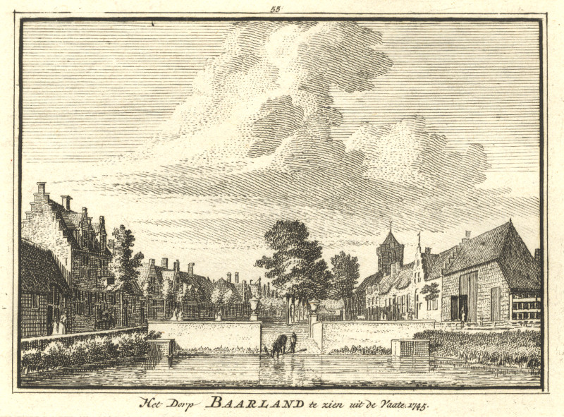 afbeelding van prent Het Dorp Baarland te zien uit de Vaate; 1745 van H. Spilman, C. Pronk (Baarland)
