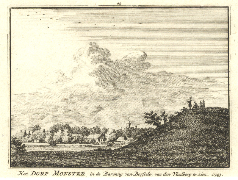 afbeelding van prent Het Dorp Monster in de Baronny van Borssele, van den Vliedberg te zien. 1743 van H. Spilman, C. Pronk (Monster (Zeeland))