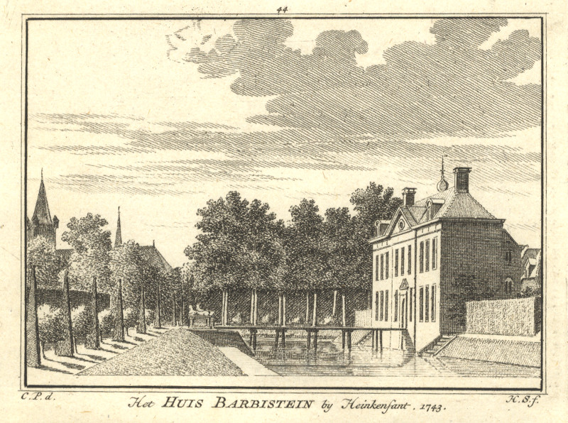 afbeelding van prent Het Huis Barbistein by Heinkensant, 1743 van H. Spilman, C. Pronk (Heinkenszand)