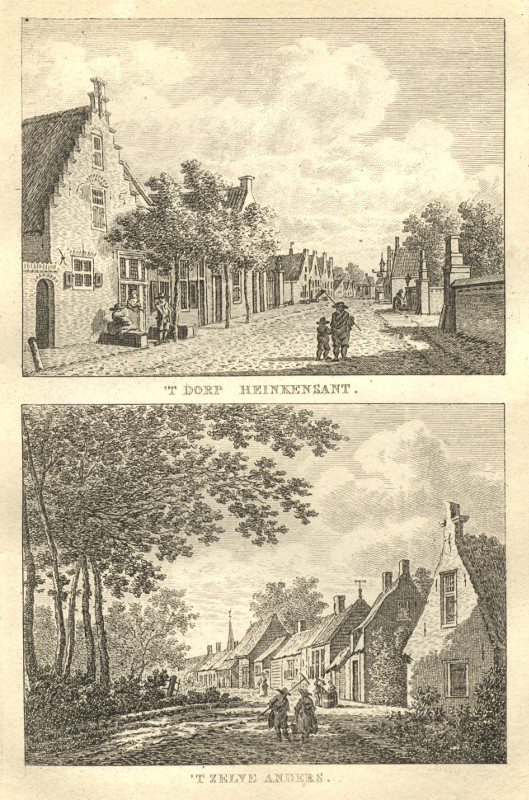 afbeelding van prent ´T Dorp Heinkensant. ´T Zelve Anders. van C.F. Bendorp, J. Bulthuis (Heinkenszand)