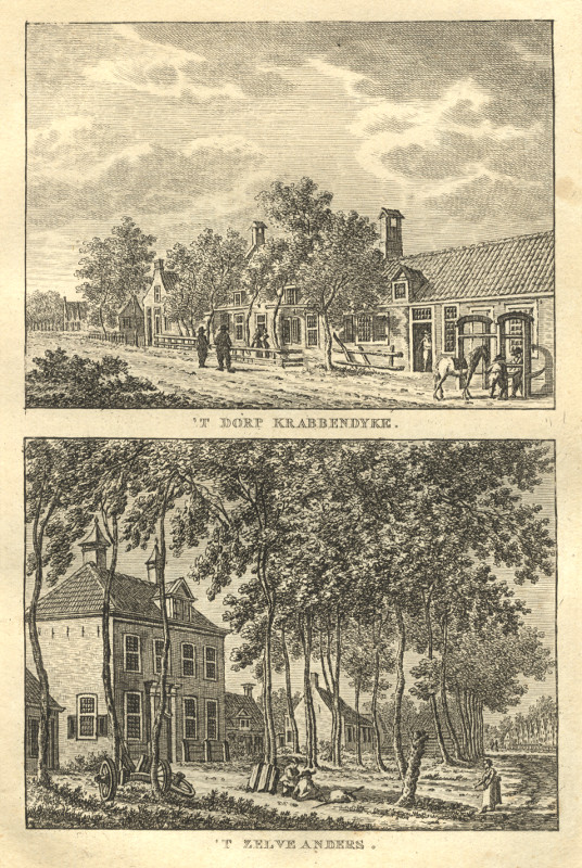 afbeelding van prent ´T Dorp Krabbendyke; ´T Zelve Anders van C.F. Bendorp, J. Bulthuis (Krabbendijke)