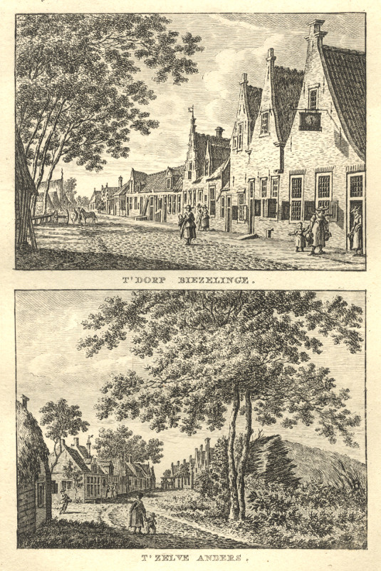 afbeelding van prent ´T Dorp Biezelinge; ´T Zelve Anders van C.F. Bendorp, J. Bulthuis (Biezelinge)