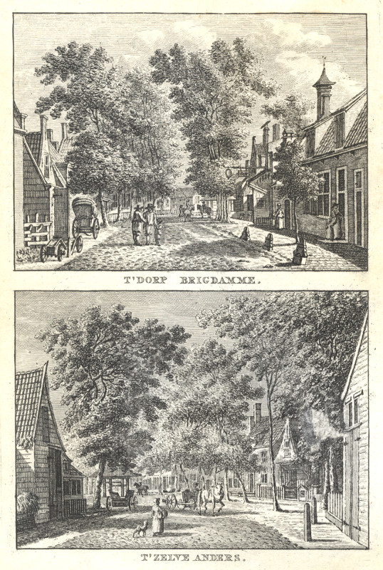 afbeelding van prent T´Dorp Brigdamme; T´Zelve Anders van C.F. Bendorp (Middelburg)