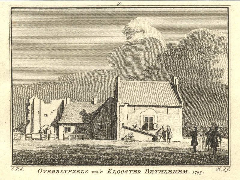 afbeelding van prent Overblyfzels van ´t Klooster Bethlehem 1745 van H. Spilman, C. Pronk (Schouwen-Duiveland, Elkerzee)