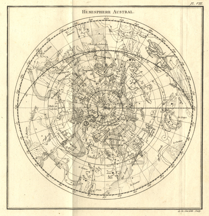 afbeelding van prent Hemisphere Austral van J.S. Bailly, De La Gardette (Sterrenkunde, )