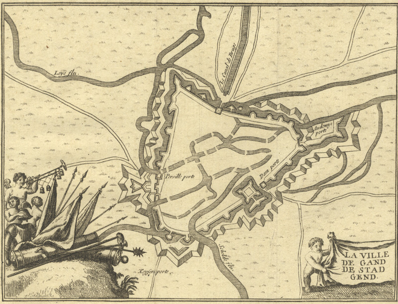afbeelding van plattegrond La Ville de Gand; De stad Gend van J. Harrewijn (Gent, Gand, Ghent)