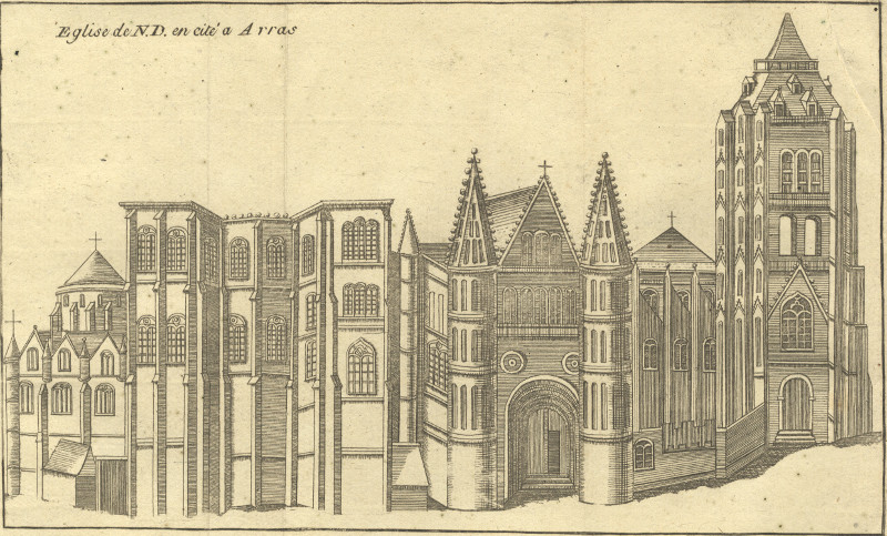 afbeelding van prent Eglise de N.D. en cite a Arras van J. Harrewijn (Arras)