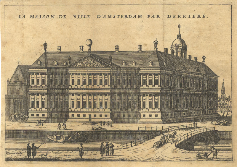 afbeelding van prent La Maison de Ville D´Amsterdam Par Derriere van P. Devel (Amsterdam)