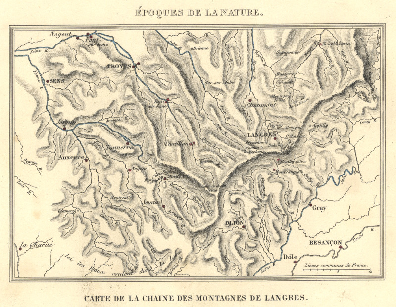 afbeelding van kaart Carte de chaine des montagnes de Langres van Buffon