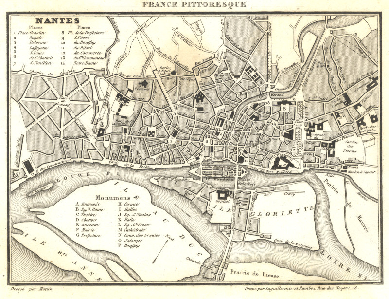 afbeelding van plattegrond Nantes van C.V. Monin (Nantes)