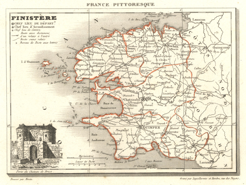 afbeelding van kaart Finistere van C.V. Monin