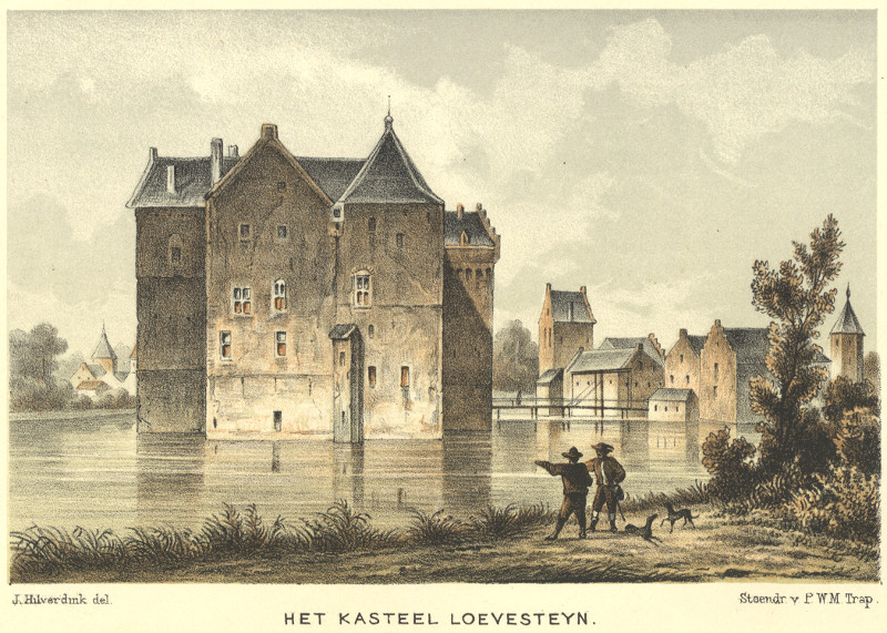 afbeelding van prent Het Kasteel Loevestein van J. Hilverdink, P.W.M. Trap (Loevestein, Poederoijen)
