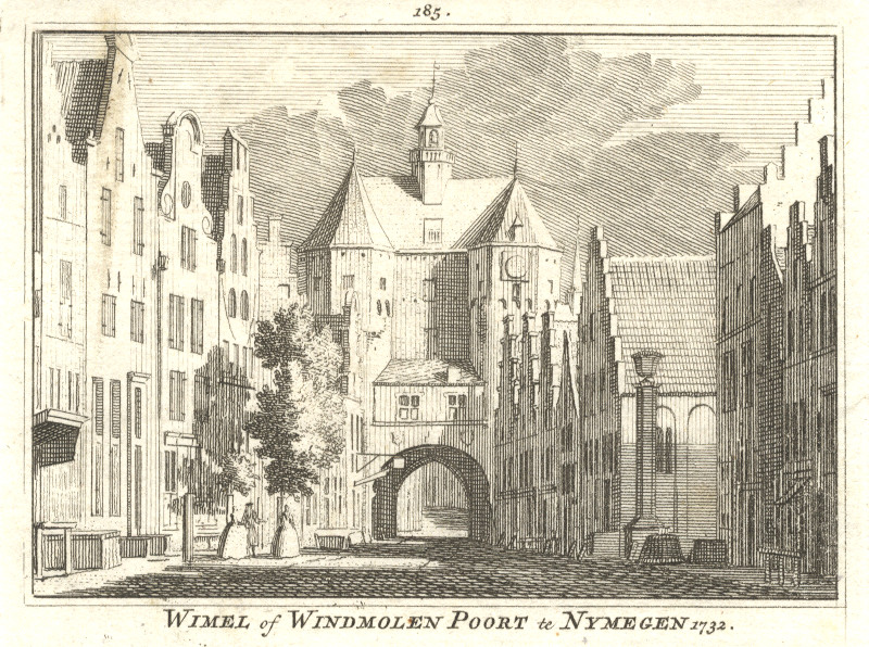 afbeelding van prent Wimel of Windmolen Poort te Nymegen 1732 van H. Spilman, C. Pronk (Nijmegen)