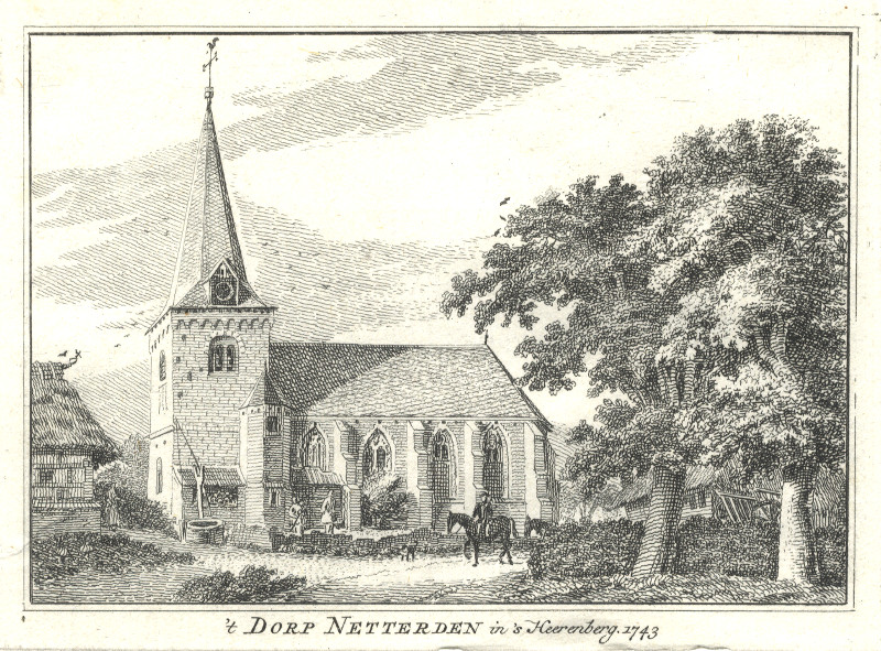 afbeelding van prent ´t Dorp Netterden in ´s Heerenberg, 1743 van H. Spilman, J. de Beijer (Netterden)