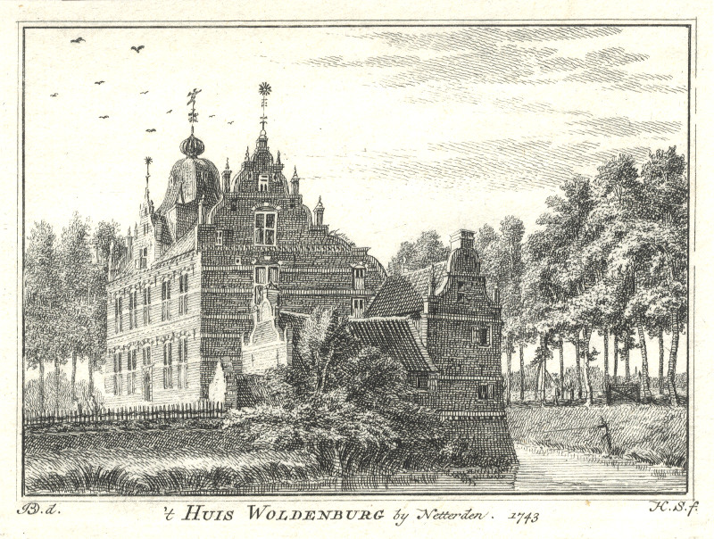 afbeelding van prent ´t Huis Woldenburg by Netterden, 1743 van H. Spilman, J. de Beijer (Netterden)