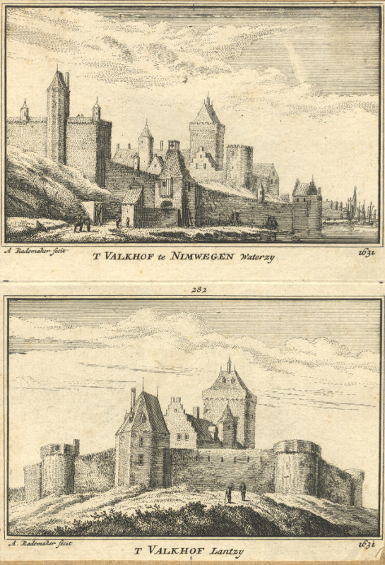 afbeelding van prent T Valkhof te Nimwegen Waterzy; T Valkhof Lantzy; 1631 van A. Rademaker (Nijmegen)