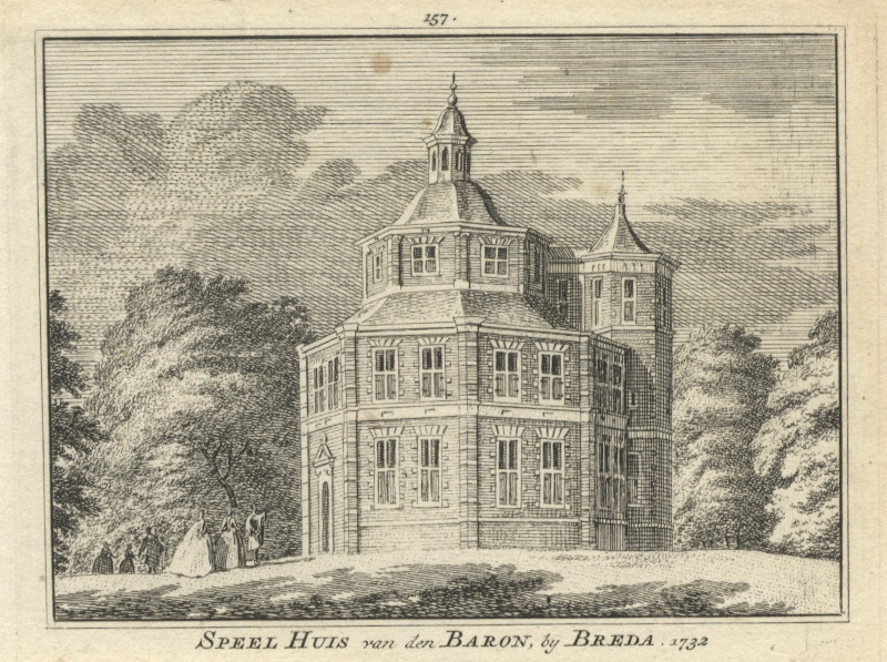 afbeelding van prent Speel Huis van den Baron, by Breda. 1732 van H. Spilman (Breda)