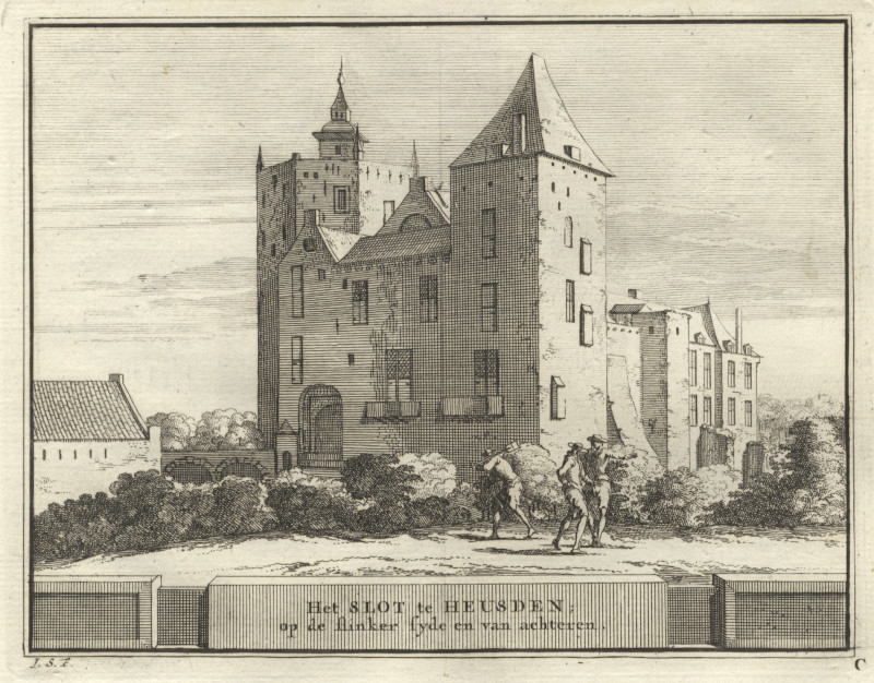 afbeelding van prent Het Slot te Heusden; op de slinker syde en van achteren van J. Schijnvoet (Heusden)