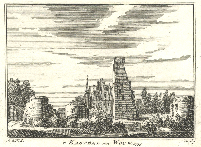 afbeelding van prent &acute;t Kasteel van Wouw.  1739 van H. Spilman, A. de Haen (Wouw)