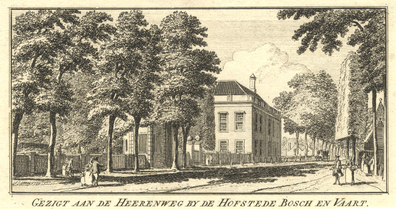 afbeelding van prent Gezigt aan de Heerenweg by de Hofstede Bosch en Vaart van H. Spilman (Haarlem)