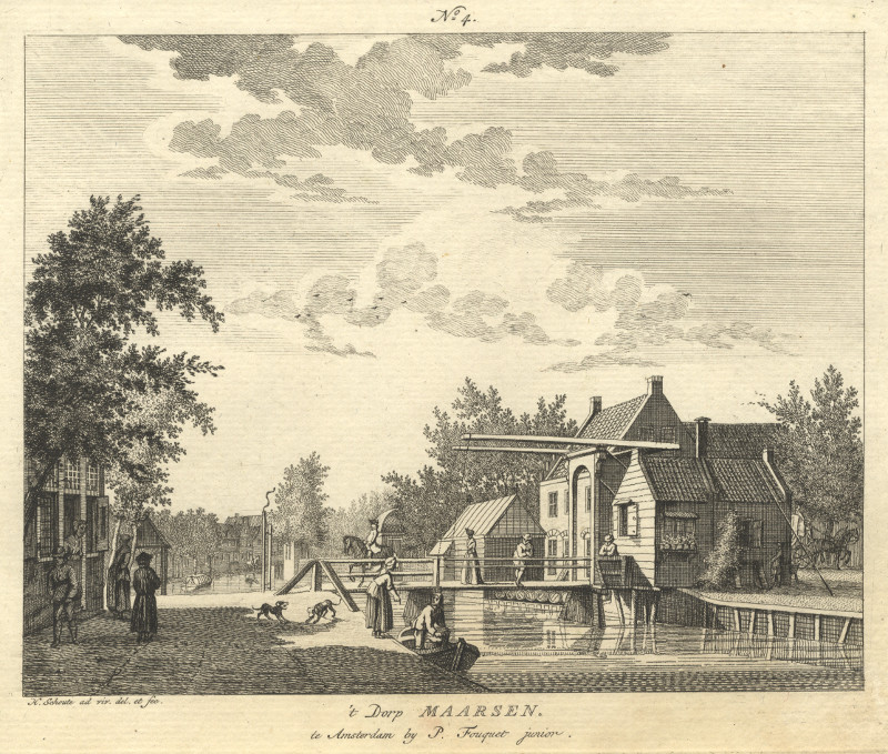 afbeelding van prent ´t Dorp Maarsen van H. Schouten (Maarssen)