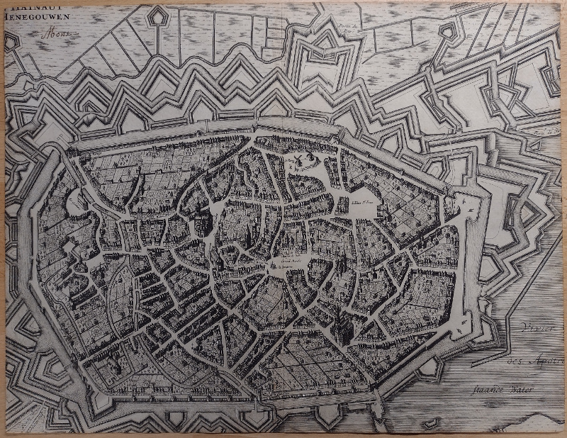 afbeelding van plattegrond Mons en Hainaut, Bergen in Henegouwen van J. Covens & C. Mortier (Bergen, Mons)
