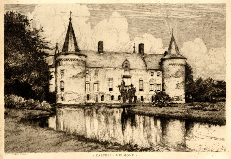 afbeelding van vogelvlucht Kasteel Helmond van L.W.R. Wenkebach (Willem) (Helmond)