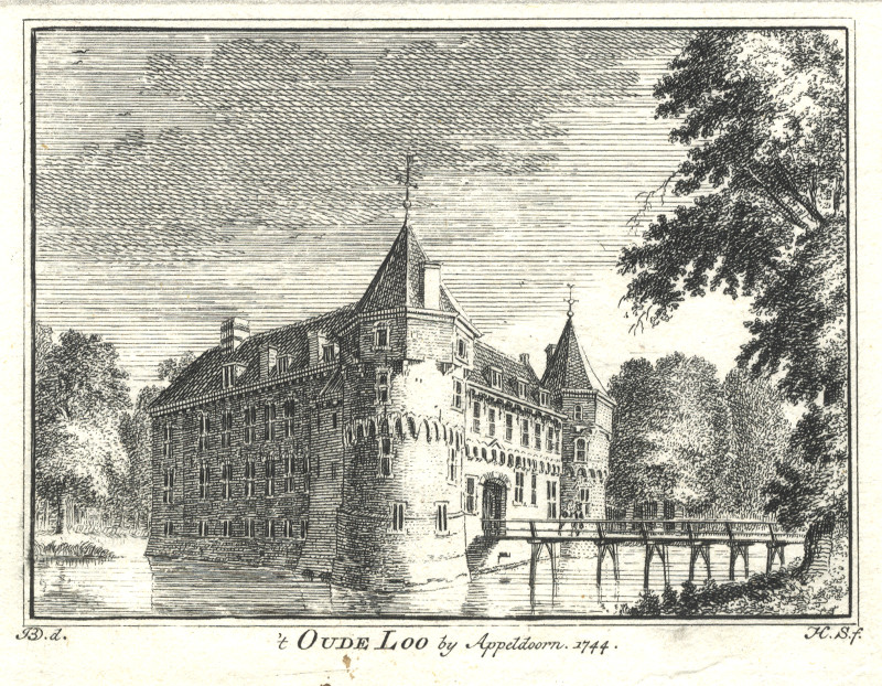 afbeelding van prent ´t Oude Loo by Appeldoorn 1744 van H. Spilman, J. de Beijer (Apeldoorn)