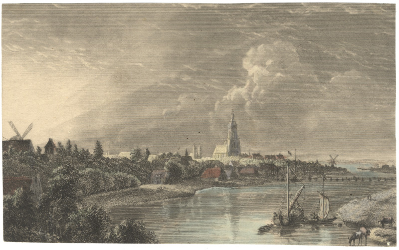 afbeelding van prent Gezicht op Arnhem omstreeks 1850 van A. Markus (Arnhem)