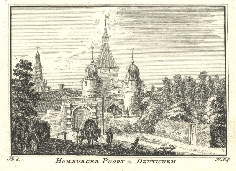afbeelding van prent Homburger Poort te Deutichem van H. Spilman, J. de Beijer (Doetinchem)