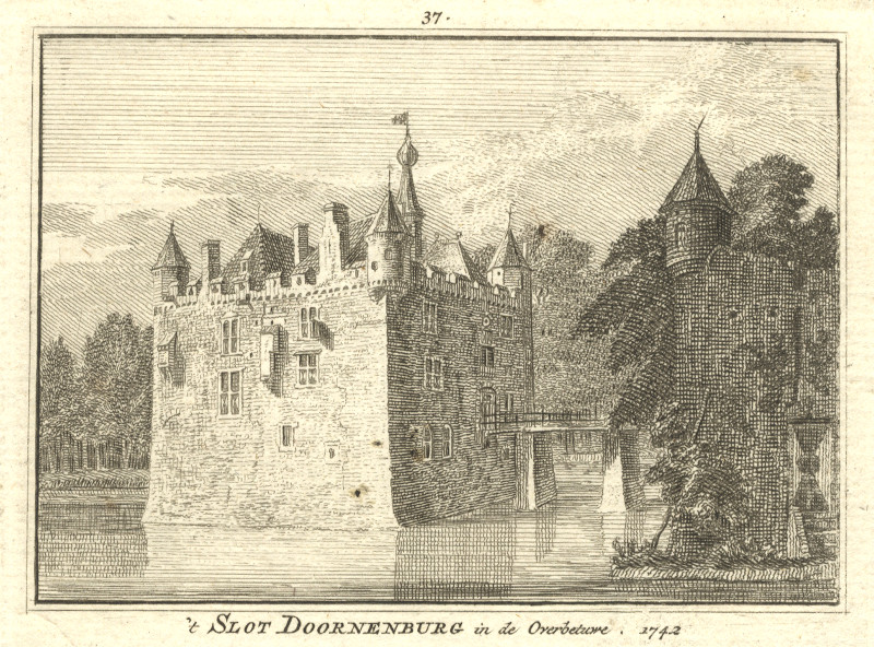 afbeelding van prent ´t Slot Doornenburg in de Overbetuwe. 1742 van S. Fokke, J. de Beijer (Doornenburg)