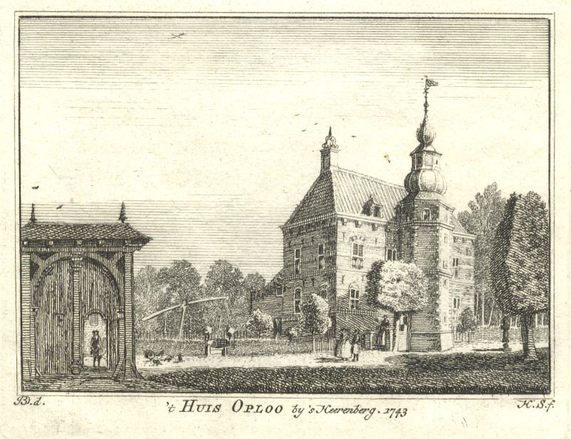 afbeelding van prent ´t Huis Oploo by ´s Heerenberg 1743 van H. Spilman, J. de Beijer (´s- Heerenberg)