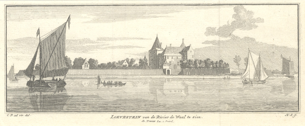 afbeelding van prent Loevestein van de Rivier de Waal te zien van H. Spilman, C. Pronk (Loevestein)