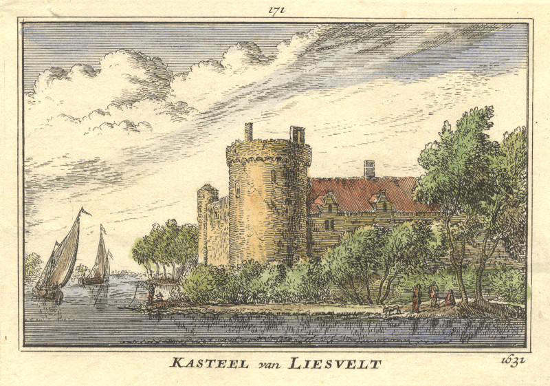 afbeelding van prent Kasteel van Liesvelt, 1631 van A. Rademaker (Groot-Ammers)