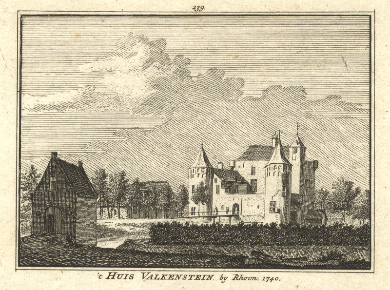 afbeelding van prent ´t Huis Valkenstein by Rhoon van H. Spilman (Rhoon)