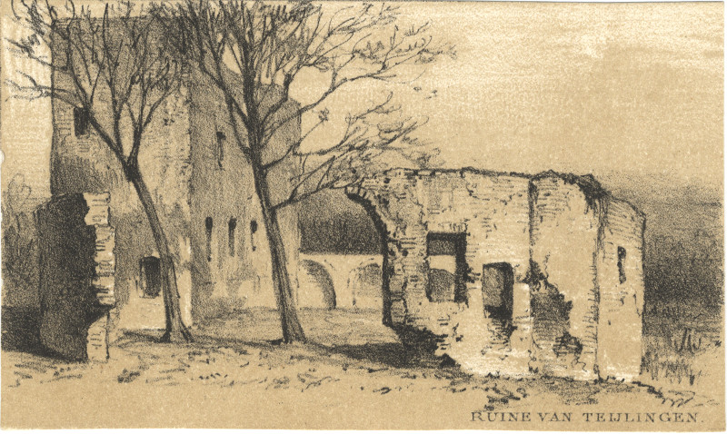 afbeelding van prent Ruine van Teijlingen van P.A. Schipperus (Teylingen)