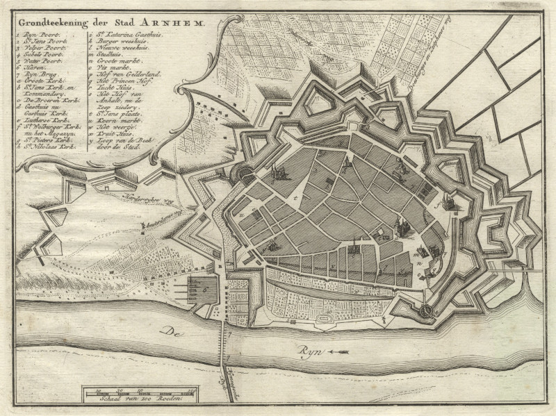 afbeelding van plattegrond Grondteekening der Stad Arnhem van H. de Leth (Arnhem)