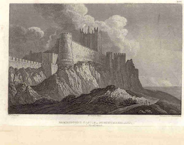 afbeelding van prent Bamborough Castle, Northumberland, England van W. Wesfau, Ch. Daumerlang (Bamburgh)