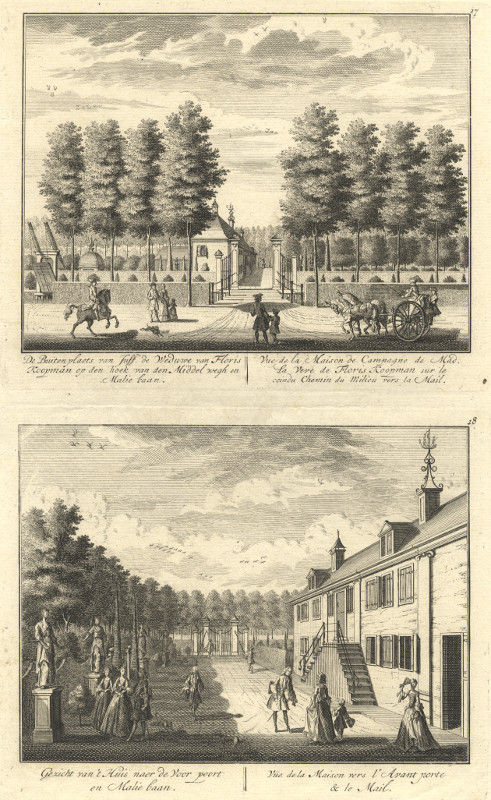 afbeelding van prent De Buitenplaets van Juffr. de Weduwe van Floris Koopman van Daniel Stoopendaal (Amsterdam)