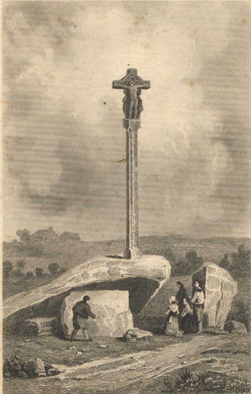 afbeelding van prent Croix et Dolmen de Kerlan pres Carnac van Danvin, Lemaitre, Cholet (Carnac)