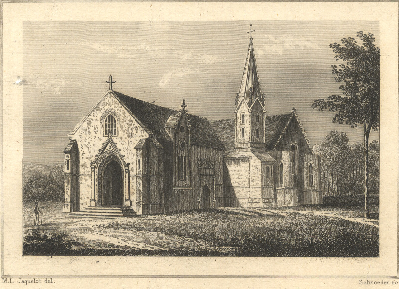 afbeelding van prent Eglise de la Mere Dieu, pres Quimper van M.L. Jaquelot, Schroeder (Quimper)
